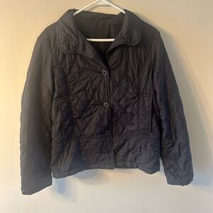 Barbour Quilted Jacket Coat Button Down Pockets Matt Flyweight Black